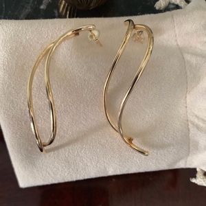 18K Gold long twisted dress earrings